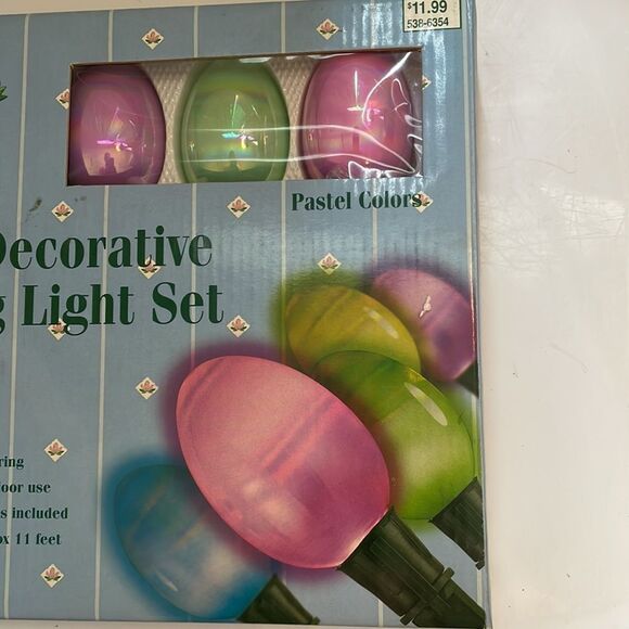 Vtg new in box 2001 Cottontale Collection 10 Decorative Glass Egg light set - Picture 3 of 5